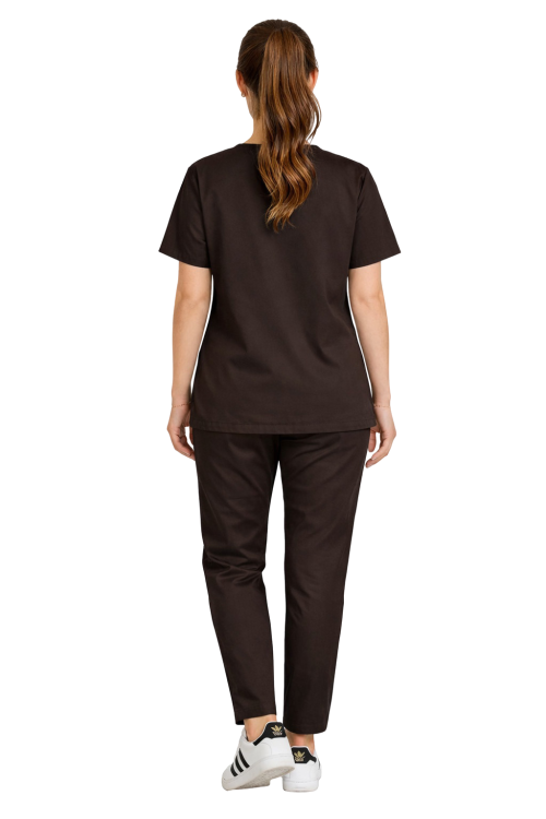 Czekoladowy  komplet medyczny CLINIC z bluzą i spodniami