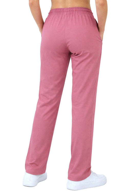 Medyczne damskie spodnie   , prosta klasyczna  nogawka  w kolorze bródny róż