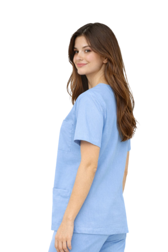 Niebieska bluza chirurgiczna 100% bawełna