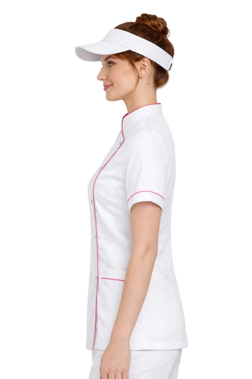 BLUZA KUCHARSKA BIAŁA  Z RÓŻOWĄ LAMÓWKĄ.png