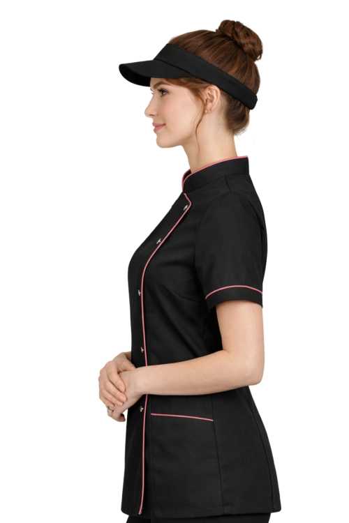 BLUZA KUCHARSKA CZARNA Z RÓŻOWĄ LAMÓWKĄ.png