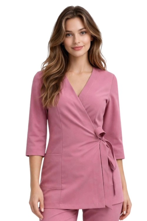 Tunika medyczna damska BASIC PREMIUM brudny róż 3/4 rękaw