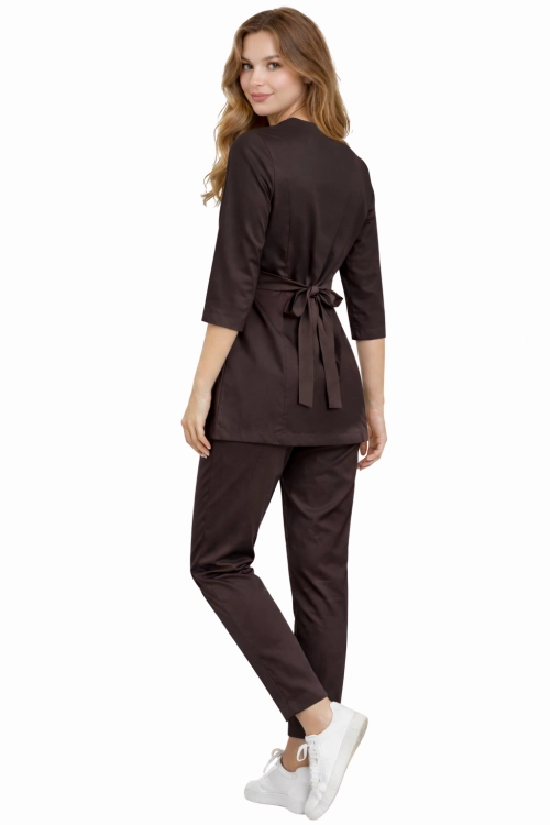BASIC PREMIUM komplet medyczny damski w kolorze czekoladowym