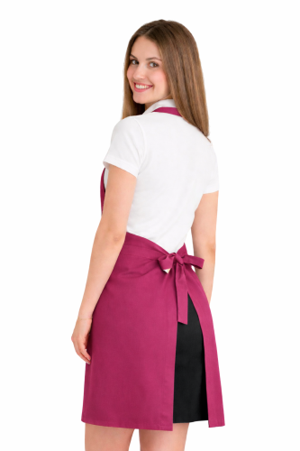 Fartuszek do kuchni dla gastronomii kolor amarant widok z tyłu.png