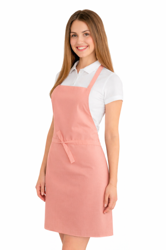 Fartuszek do kuchni dla gastronomii kolor łososiowy widok z boku.png