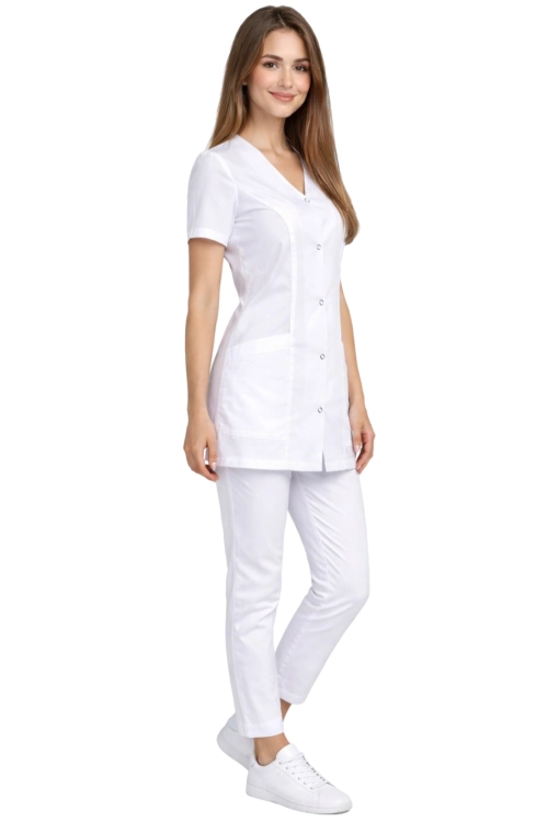 Damski komplet medyczny CASUAL PREMIUM w kolorze białym.png