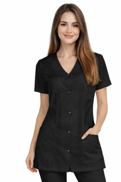 Damski żakiet elastyczny  kosmetyczny CASUAL PREMIUM w kolorze czarnym.png