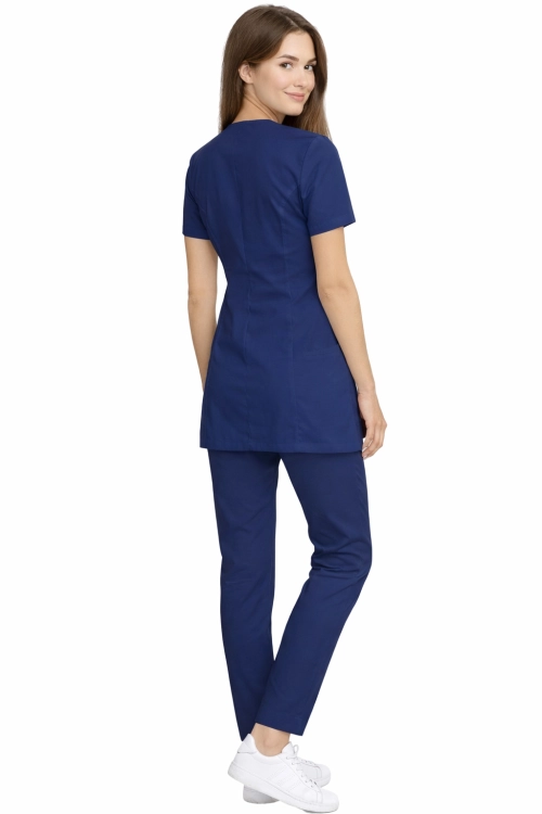 CASUAL PREMIUM granatowy elastyczny  komplet medyczny kosmetyczny damski