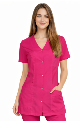 Amarantowy elastyczny  żakiet kosmetyczny damski CASUAL PREMIUM