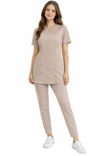 Komplet medyczny damski Basic Premium w kolorze beżowym
