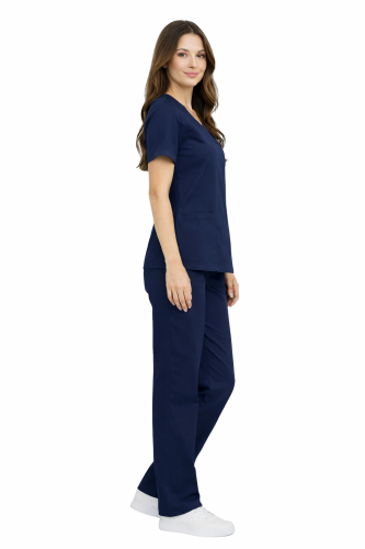 Komplet medyczny Casual  PREMIUM w kolorze ciemny granat ,klasyczne proste nogawki