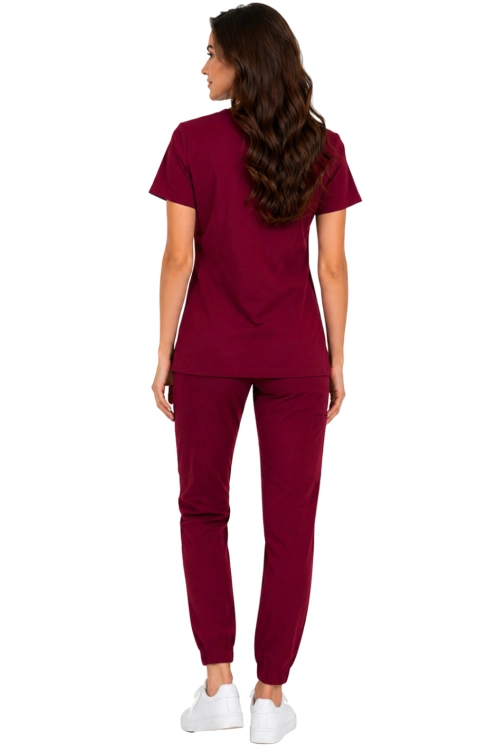 Damski komplet medyczny bordowy – scrubs CASUAL PREMIUM_tył (2).png
