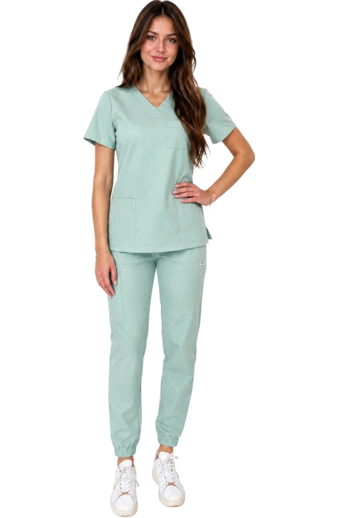 Komplet medyczny damski miętowy – scrubs CASUAL PREMIUM-przód.png