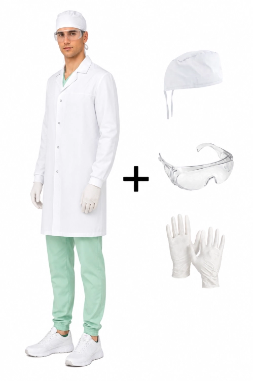 zestaw laboratoryjny męski fartuch medyczny okulary przeciwodpryskowe czepek medyczny rekawiczki.png
