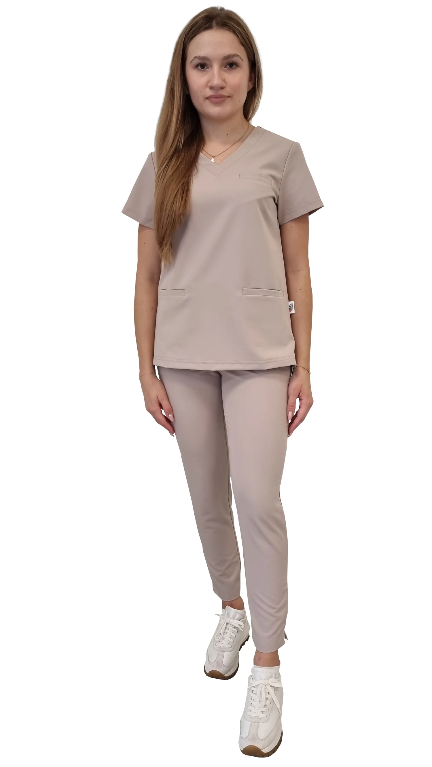 Komplet medyczny damski BASIC PREMIUM w kolorze beżowym